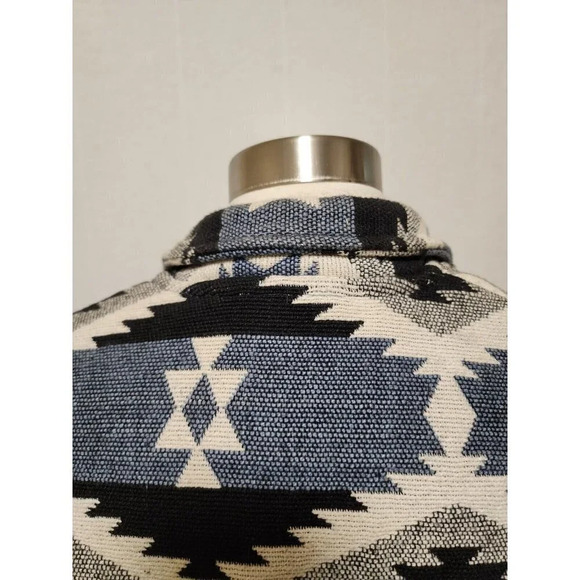Womens 90s Vintage Southwest Tapestry Woven Jacket Blue Size Large Concho Button - Picture 7 of 9